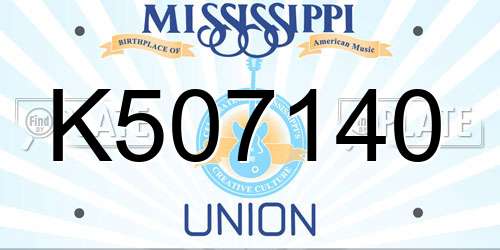 K507140 Mississippi License Plate