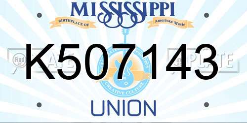 K507143 Mississippi License Plate