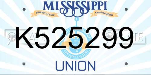 K525299 Mississippi License Plate