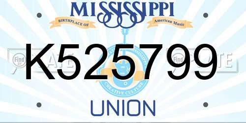 K525799 Mississippi License Plate