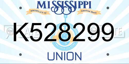K528299 Mississippi License Plate