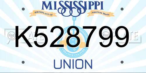 K528799 Mississippi License Plate