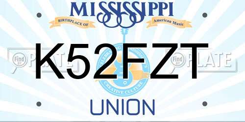 K52FZT Mississippi License Plate