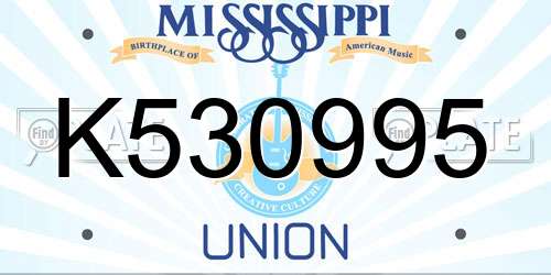 K530995 Mississippi License Plate