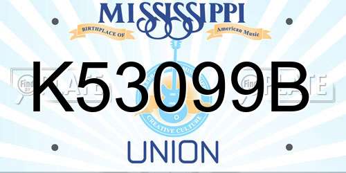 K53099B Mississippi License Plate