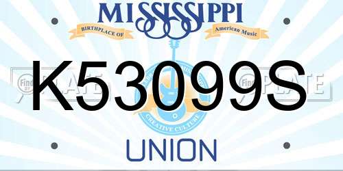 K53099S Mississippi License Plate