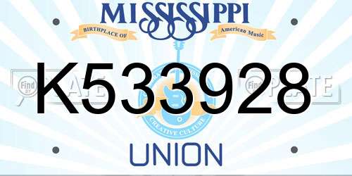 K533928 Mississippi License Plate