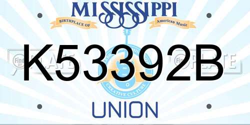 K53392B Mississippi License Plate