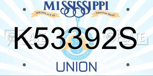K53392S Mississippi License Plate