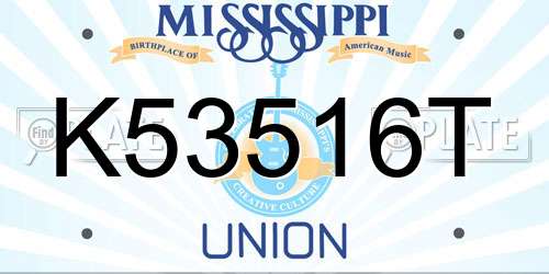 K53516T Mississippi License Plate