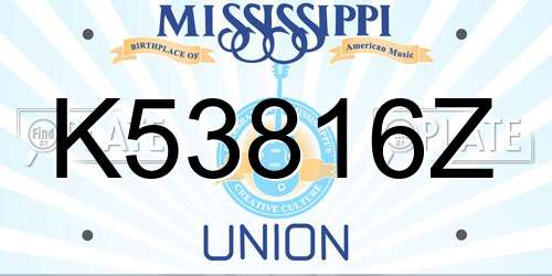 K53816Z Mississippi License Plate