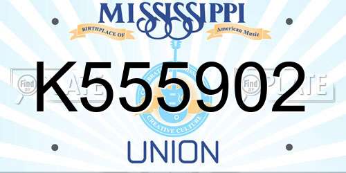 K555902 Mississippi License Plate