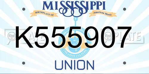 K555907 Mississippi License Plate