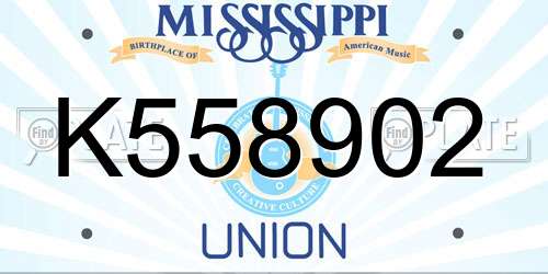 K558902 Mississippi License Plate