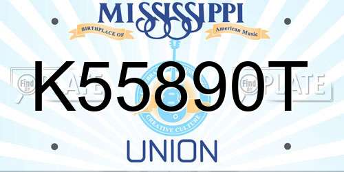 K55890T Mississippi License Plate