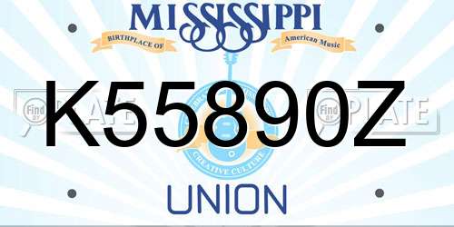 K55890Z Mississippi License Plate
