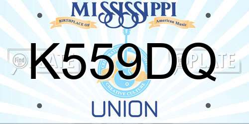 K559DQ Mississippi License Plate