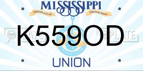 K559OD Mississippi License Plate
