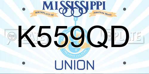K559QD Mississippi License Plate