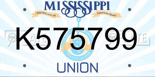 K575799 Mississippi License Plate