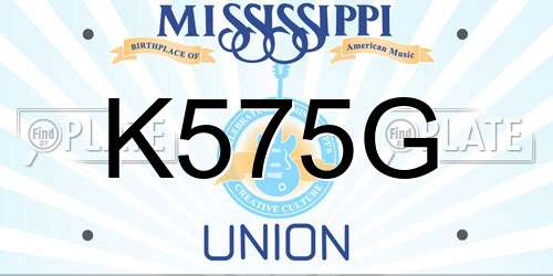 K575G Mississippi License Plate