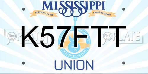K57FTT Mississippi License Plate