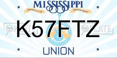 K57FTZ Mississippi License Plate
