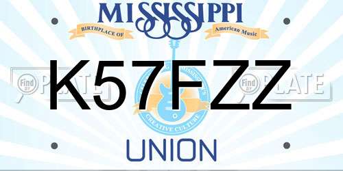 K57FZZ Mississippi License Plate