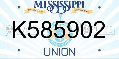 K585902 Mississippi License Plate