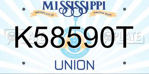 K58590T Mississippi License Plate