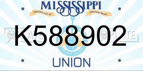 K588902 Mississippi License Plate