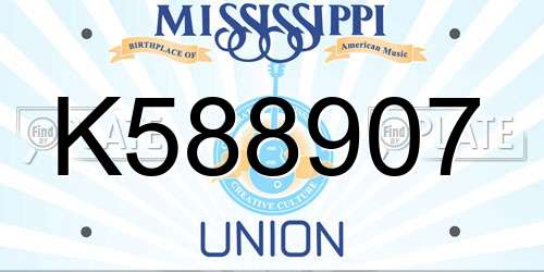 K588907 Mississippi License Plate