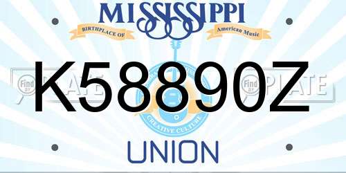 K58890Z Mississippi License Plate