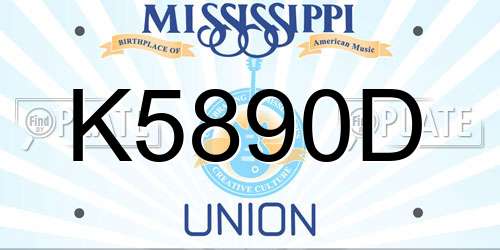 K5890D Mississippi License Plate