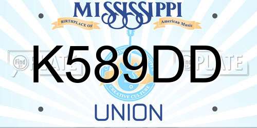 K589DD Mississippi License Plate