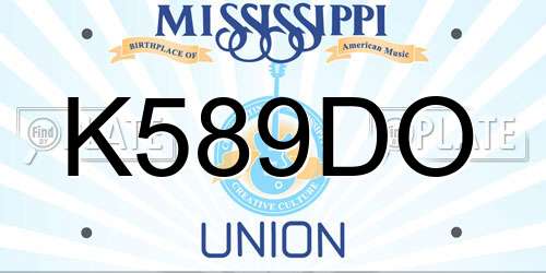 K589DO Mississippi License Plate