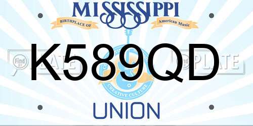 K589QD Mississippi License Plate