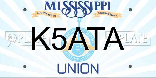 K5ATA Mississippi License Plate