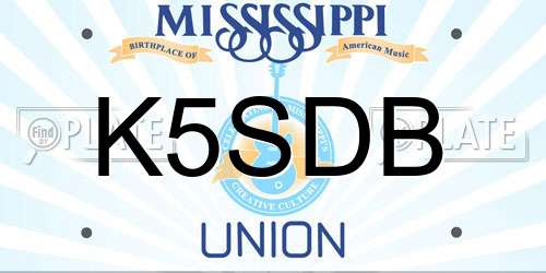 K5SDB Mississippi License Plate