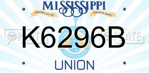 K6296B Mississippi License Plate