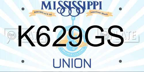 K629GS Mississippi License Plate