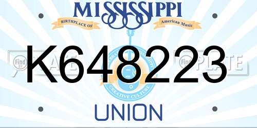 K648223 Mississippi License Plate