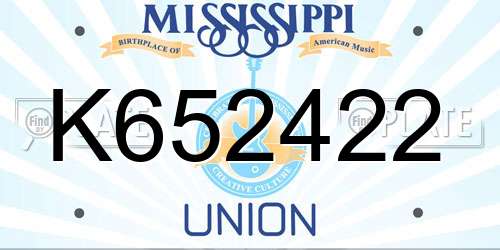 K652422 Mississippi License Plate