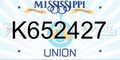 K652427 Mississippi License Plate