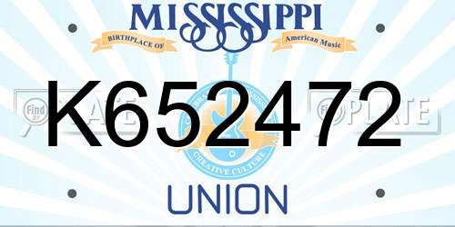 K652472 Mississippi License Plate