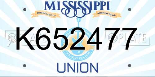 K652477 Mississippi License Plate