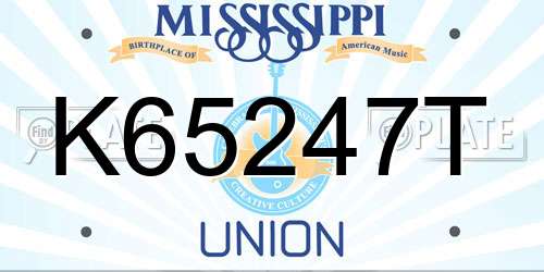 K65247T Mississippi License Plate
