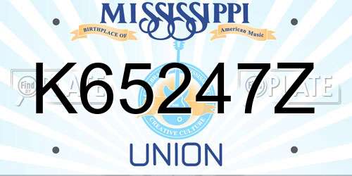 K65247Z Mississippi License Plate