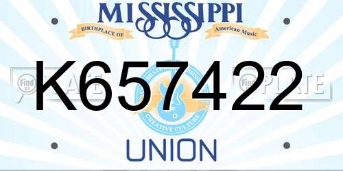 K657422 Mississippi License Plate