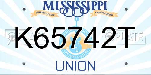K65742T Mississippi License Plate